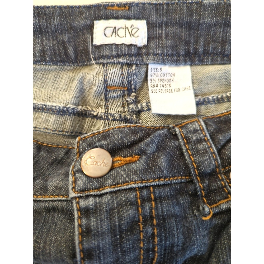 New Vtg Cache Jeans 8 Tall Straight Leg Low Rise Festival Boho Appeal Cool Chick